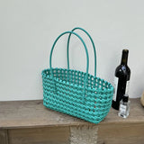 MAYTRENDS  -  PVC Handheld Hollow Woven Tote Bag Vegetable Basket Shoulder Bags Beach Vacation Picnic Handbag Summer