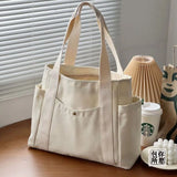 MAYTRENDS  -  Large Capacity Canvas Tote Bags for Work Commuting Carrying Bag College Style Student Outfit Book Shoulder Bag