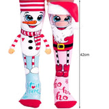 1 Pair Trendy Cartoon Christmas Stockings Clear Print Create Atmosphere Anti-shrink Santa Snowman Christmas Present Socks