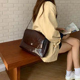 MAYTRENDS  -  Vintage Lage Capacity Messenger Bag Women Simple Solid Luxury Designer Female Tote Bag High Quality PU Leather Handbags