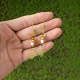 MAYTRENDS  -  Forest Leaves Mushroom Drop Earring Fairy Woodland Earring for women