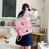 MAYTRENDS  -  Japanese Girl Sweet Kawaii Backpacks Embroidery Fruit Strawberry Dot Schoolbags Y2k Women Harajuku School Backpack for Students