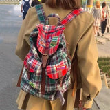 MAYTRENDS  -  Vintage Women Backpacks Large Capacity Aesthetic Plaid Punk Mochilas Para Mujer Casual Students Daily Commute Bag Female