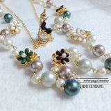 MAYTRENDS  -  Korean Bohemia Double Multi-Layer Flower Pearl Necklaces  Jewelry For Women