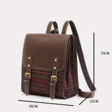 Maytrends  -   High Capacity Bag New Leisure Retro Backpack Plaid Women's Handheld Korean Schoolbag For Teen Girls Female Travel Backpack