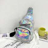 Maytrends Personality Casual Crossbody Bags for Women Y2k Aesthetic Fashion Ins Punk Handbags All Match Zipper Trend Holographic Chest Bag