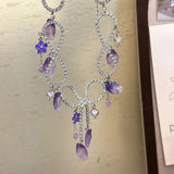 MAYTRENDS  -  Purple tassel bow necklace light luxury ins high-end personalized clavicle chain