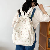 Maytrends Korean Student School Backpack Floral White School Bags For Teenage Girls Cute Women's backpack brand Book Bag Nylon Rucksack