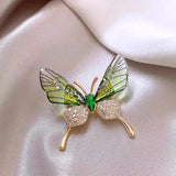 Maytrends 2024 CZ Butterfly Brooches Pins for Women Purple Green Crystal Insect Metal Pins Badge Trendy Jewelry Gifts