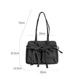 MAYTRENDS  -  Lightweight Casual Nylon Shoulder Bag Unique Fresh Gentle Bow Design Travel Bag Solid Color Soft Large Capacity Women's Tote Bag