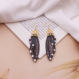 Fashion Handmade Femme Wing Drop Earrings Purple Resin Fairy Cicada Wings Earrings Rhinestone Purple Earrings Vintage Jewelry