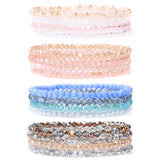 Maytrends 4Pcs/Set Crystal Bracelets For Women Girls Natural Stone Beads Bracelets Grey pink White blue series Crystal Fashion Jewelry