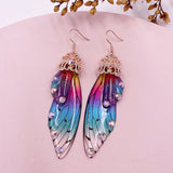 Fashion Handmade Femme Wing Drop Earrings Purple Resin Fairy Cicada Wings Earrings Rhinestone Purple Earrings Vintage Jewelry