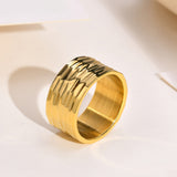 Stainless Steel Modern Wrap Wide Ring for Women Geometric Finger Statement Ring Party Layered Chic Jewelry