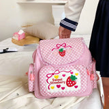 MAYTRENDS  -  Japanese Girl Sweet Kawaii Backpacks Embroidery Fruit Strawberry Dot Schoolbags Y2k Women Harajuku School Backpack for Students