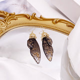 Fashion Handmade Femme Wing Drop Earrings Purple Resin Fairy Cicada Wings Earrings Rhinestone Purple Earrings Vintage Jewelry