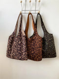 MAYTRENDS  -  Retro Leopard Print Shoulder Bags For Women 2024 New Winter Fashion Casual Large Capacity Tote Bag Trend Simple Solid Handbags