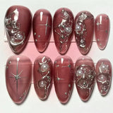 MAYTRENDS  -  24Pcs Pink Almond False Nails Butterfly Ballet with French Design Wearable Fake Nails Simple Artificial Press on Nails Tips Art