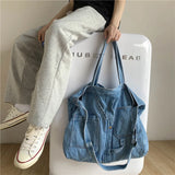 MAYTRENDS  -  New Harajuku Wash Denim Bag Women Shopping Handbags Large-capacity Shoulder Bag Female Korean Girls Messenger Bag