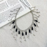 MAYTRENDS  -  Super flash rhinestone water drop tassel necklace fashionable elegant high-end sexy hot girl clavicle chain