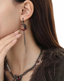 Maytrends 2024 New Rose Crescent Set Asymmetrical Earrings For Women's Goth Jewelry Party Gifts