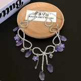 MAYTRENDS  -  Purple tassel bow necklace light luxury ins high-end personalized clavicle chain