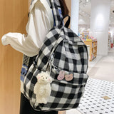 Maytrends  -   Women Backpack Female Cool Nylon Travel Bag Fashion Plaid Portable Cute Schoolbag College Teenage Girls Boys Bookbag