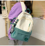 Maytrends Women's High School Simple Backpack Ins Style Korean Version Large Capacity Double Shoulder Bag For Junior High Students