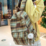 Maytrends  -   New Fashion Plaid Woollen Women Backpack Student Book Bag Backpacks for Teenage Girls School Bags Large Capacity Travel Rucksack