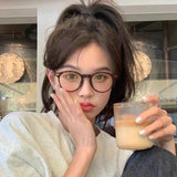 Maytrends Korea Retro Cute Round Glasses Frame Women Lovely Ins No Makeup Plain Glasses Men Eyewear Cute Decorative Computer Glasses