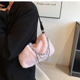 Maytrends Japanese Sweet Kawaii Women's Handbags Fashion Cute Fluffy Chain Shoulder Bag Y2k Aesthetic Elegant Casual Crossbody Bags Femme