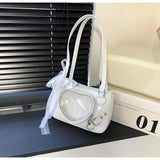 MAYTRENDS  -  Aesthetic Women Handbags Heart Shaped Transparent Underarm Shoulder Bags Ribbon Lace Small Capacity Crossbody Ita Bolso