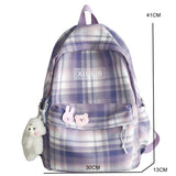 Maytrends  -   Women Backpack Female Cool Nylon Travel Bag Fashion Plaid Portable Cute Schoolbag College Teenage Girls Boys Bookbag