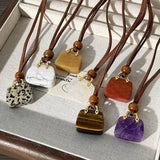 MAYTRENDS  -  Korean velvet rope tiger eye stone bag necklace womens niche design high-end sweater chain