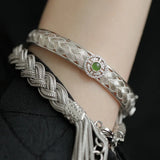 Green Zircons Engagement Bracelets Bride Jewelry Charm Women Vintage Punk Trendy Elegant Braided Lace Wedding Accessorie