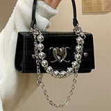 MAYTRENDS  -  Y2K Goth Techwear Gothic Pearl Handbags For Women Designer Luxury Small Shoulder Sling Bag Women's Chain Niche Crossbody