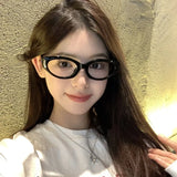 Korea Oval Black Glasses Frame Women Lovely INS No Makeup Plain Glasses Men Eyewear Cute Decorative Computer Glasses