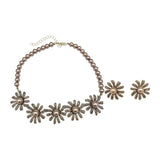 MAYTRENDS  -  Pearl Daisy Necklace Earrings Light Luxury High-end Flower Clavicle Chain