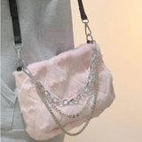 Maytrends Japanese Sweet Kawaii Women's Handbags Fashion Cute Fluffy Chain Shoulder Bag Y2k Aesthetic Elegant Casual Crossbody Bags Femme