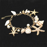 Maytrends Bohemian Natural Shell Conch Imitation Pearl Starfish Pendant Bracelet For Women Fashion Beach Bracelets Birthday Jewelry Gifts