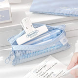 Maytrends BACK TO SCHOOL 1 Piece Portable Pencil Case Simplicity Blue Gray Solid Color Pencil Pouch Creative Keychain Waterproof Stationery Storage Bag