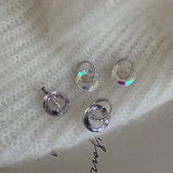 Maytrends  Autumn and Winter Sweet Crystal Zircon Circle Simple Earrings Small Korean Christmas Ear Jewelry