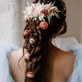 Maytrends Boho Dried Flower Bride Hair Pins Wedding Decoration Pins Autumn Rust Pink Yellow Dried Straw Flower  Hair Pins