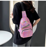 Maytrends Personality Casual Crossbody Bags for Women Y2k Aesthetic Fashion Ins Punk Handbags All Match Zipper Trend Holographic Chest Bag