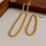 MAYTRENDS  -  Wheat ear metal necklace niche simple fashion clavicle chain bracelet