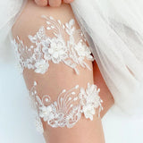 Sexy Lace Flower Crystal Rhinestones Pearls Wedding Garter Belt Bridal Thigh Leg Garter Ring For Women/Female/Bride