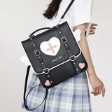 MAYTRENDS  -  Japanese Cartoon Anime Sweet Backpacks Cute Kawaii Heart Angel Wings Girls JK Schoolbags Y2k  Women Preppy Casual Backpack