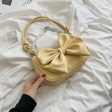 MAYTRENDS  -  New Design Women's Bag  Trend Fashion Bow Pleated Underarm Shoulder Bag Individuality Summer Chains Beading Handbag