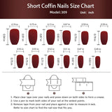 24 Pcs Glossy Short Coffin Press On Nails Gradient Brown pattern Fake Nails Artifical French Style Reusable False Nail For Women