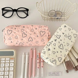 Maytrends BACK TO SCHOOL 1 Piece Lovely Pencil Case Korean Fashion Heart Style Pencil Pouch Soft Touch Simplicity High Capacity Stationery Storage Bag